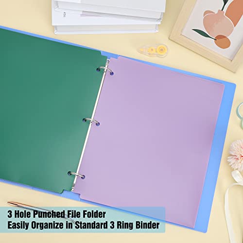 Eoout 10 Pack Binder Folders 2 Pocket File Folders 3 Hole Punch Poly Folders, 10 Bright Colors Plastic Folders With 2 Business Card Slot For 3 Ring Binder For School Office #TOP5