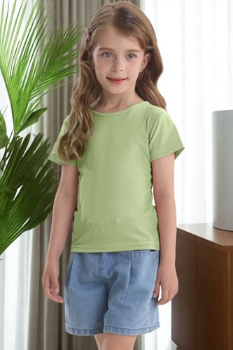 Girls Bowknot Short Sleeve Shirt Solid Color Summer Tee2