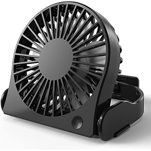Winique Mini-USB-Tischventilator, 3 Geschwindigkeiten, mit einfügbarem Haken, um 360 ° drehbarer, tragbarer, starker Luftstrom, Schreibtischventilator für Zuhause Cover