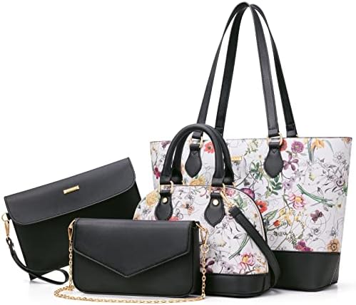 Bagsure Handtasche Damen Schultertasche Handtaschen Damen 4-teiliges Set | Elegante Tragetasche für Büro Schule Einkauf Reise, Große Tote Bag mit Reißverschluss, Handbags for Women