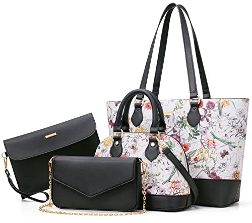 4PCS Women Fashion Handbags Purses Wallet Shoulder Bags Casual Tote Bag Crossbody Bags, Handbag Set Gift for Ladies Girls