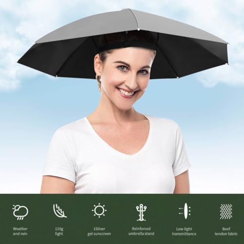 YANGSHINE 2 x Regenschirmhut mit Gummiband, Outdoor-Angelschirm, faltbar, Kopfbedeckung, Regenschirmhut, Farbe: Nr. 7, 69 cm