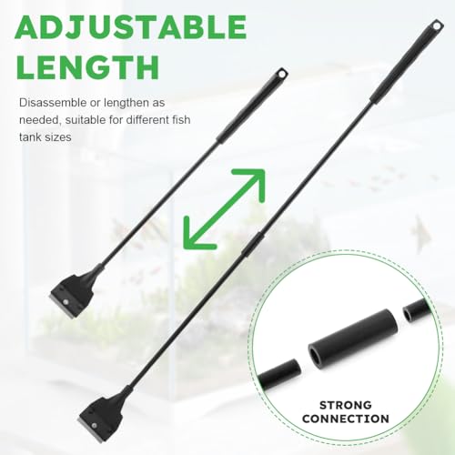 Image of Fish Tank Scraper, Length Adjustable Aquarium Cleaning Tool 21 inch Handheld Scraper Brushes Set Fish Tank Cleaner Kit for Glass Aquarium