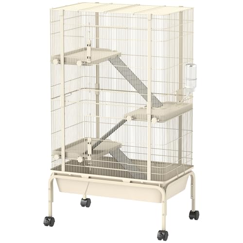 PawHut 47" Small Animal Cage, 4 Levels Large Rolling Metal Ferret...