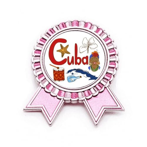 Broche symbole Cuba rose en métal taille M pour accessoire veste