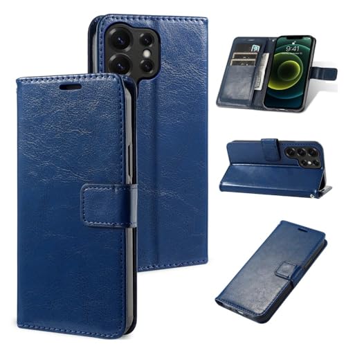 Étui Samsung Galaxy A34 5G bleu anti rayure portefeuille rabat cuir uni