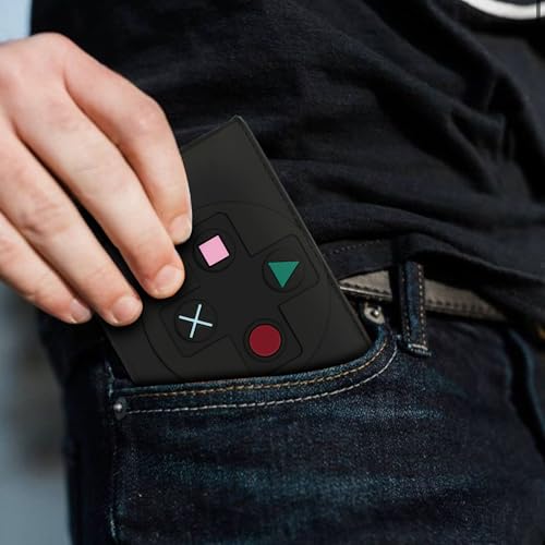 Image of Game Controller Wallets For 6-8 /8-10 /9-12 /12-14 Boys,Kids,Teen Bifold Wallet Multiple Card Slots and Coin Pocket Gamepad Silicone And PU Leather Surface Video Game Kids Wallet in Black