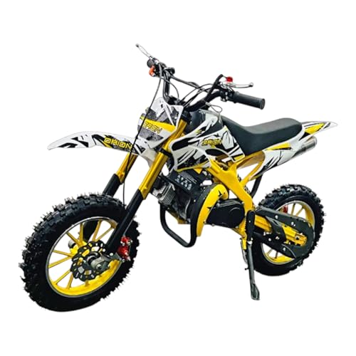Image of Amaze ZR Super 50cc Petrol Dirt Bike for Kids | 2 Stroke Mini Off Road Bike | Dual Start | Disc Brake | Rear Suspension | Max Speed 45 km /h | Kids Mini Motorcycle (Multicolor Chassis) (Yellow)