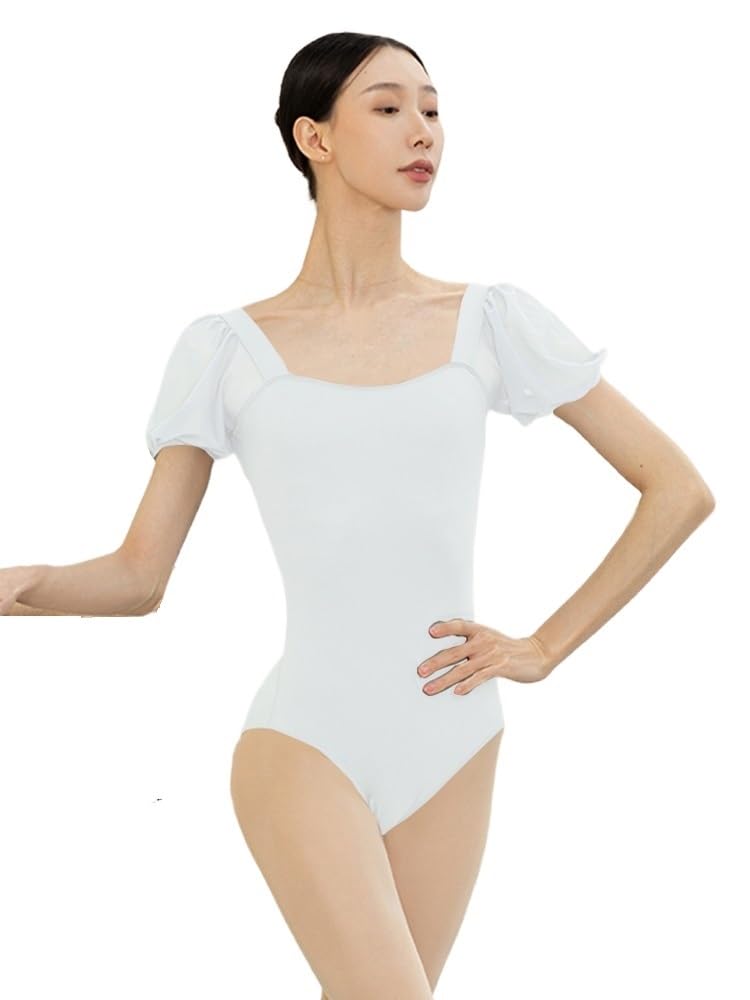 Top da Danza Abbigliamento Body da Ballo for Donna, Tuta da Ballo for Adulti, Abbigliamento da Ballo for la Pratica Quotidiana, Body da Yoga(White,XL)