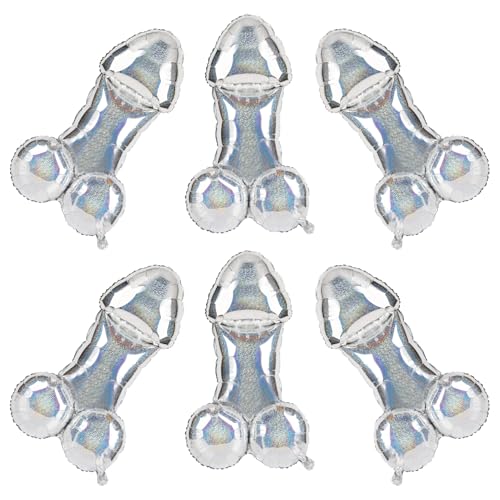 BestoFun 6er Set Folienballons Junggesellinnenabschied Lustige Laserfarbe Penis Ballons für Brautdusch Verlobungsfeier Dekorationen