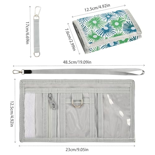 ALAZA Kids Wallets for Boys Girls Toddler Trifold Wallet Children Small Dandelion Blue Green with Zipper Coin Pocket3