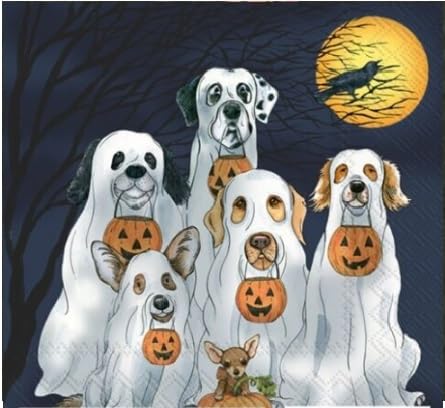 Set of 2 Paper LUNCH Decoupage Napkins HALLOWEEN DOGS For Needlework Perfect For Birthday Holiday Wedding Cocktail Projects Premium Quality Exquisite Designs