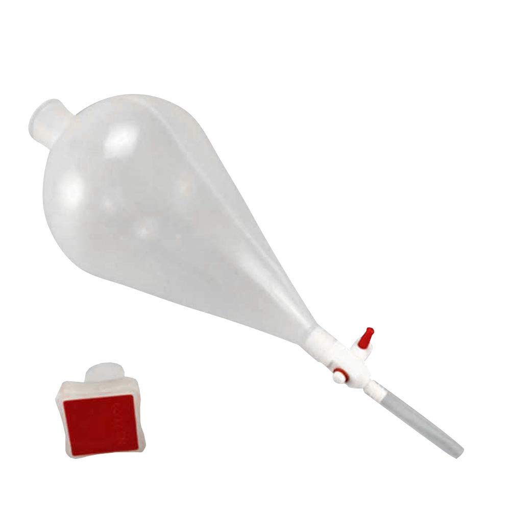 JRLGD 1000ml Polypropylene Separating Funnel, Conical Separatory Funnel with Polypropylene Stopcock and PTFE Plug, Pack of 1