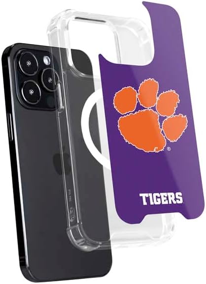 Skinit Phone Case Compatible with MagSafe iPhone 15 Pro - Officially Licensed Clemson University Tiger Print Purple Design