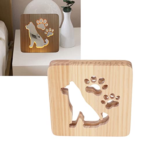 Luce Notturna in Legno, Simpatico Cane Design Cavo...