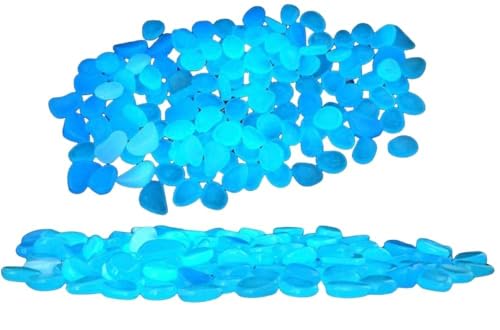 Image of Radium Glossy Stone Decorative Aquarium and Vase Fillers Pebbles for Garden Home in Dark Glowing Stepping Glows The Night Rocks Set Decoration (Blue Color)