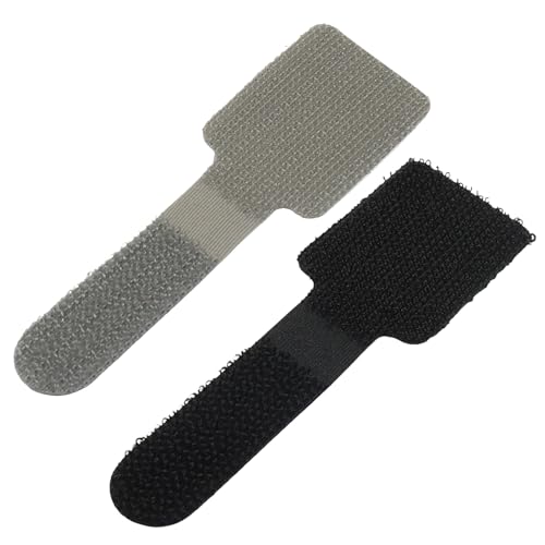 Hordion 80 unidades de abrazaderas adhesivas de velcro para cables (negro y gris) | Organizador de cables con adhesivo para debajo del escritorio, organizador ajustable de cables para oficina en casa y escritorio miniatura 1