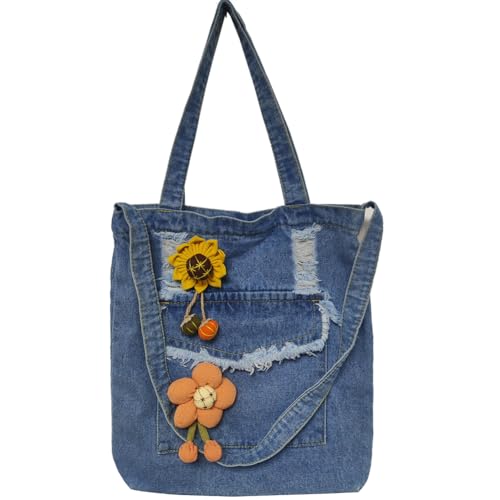 Image of Farm4Far Women Denim Bow-tie Tote Shoulder Sling Hand Bags