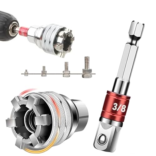 Multi-Function Universal Socket Wrench Tool - 10mm-19mm Adjustable Multi-Function Socket for 3/8 Drive Ratchet Torque Wrench and Power Drill Universal Socket Tool with Power Drill Adapter