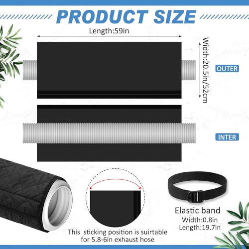 Image of Outus 2 Pcs Air Conditioner Hose Cover Wrap - Ac Hose Duct Vent Insulation Sleeve Insulated Cover for Portable Ac for 5 inch & 5. 9 inch Diameter 60 inch Long Exhaust Hoses Tube (Black)