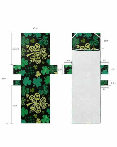 St. Patrick's Day Beach Lounge Chair Towel Cover, Soft Chaise Lounge Towel with Side Pockets Patio Pool Chairs Cover for Beach/Pool Sunbathing 29x85 Green Lucky Clovers Classic Black