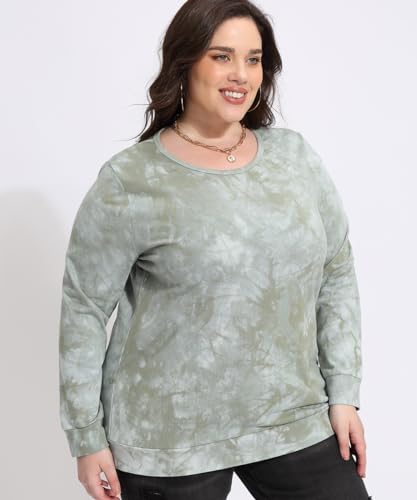 Image of CARCOS Plus Size Tops for Women Long Sleeve Raglan V Neck T Shirts Tunic Fall Blouse Xl-5Xl 14W -28W