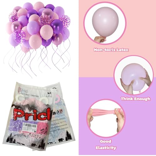 Image of 60 Pieces Pink Purple Balloons, 12 Inches Metallic Light Purple Balloon Confetti Balloons for Birthday, Wedding, Unisex Adults & Children Party Decorations