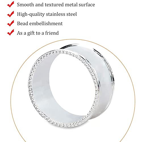 Anneau de serviettes délicates argenté avec perles pour décoration de table chic