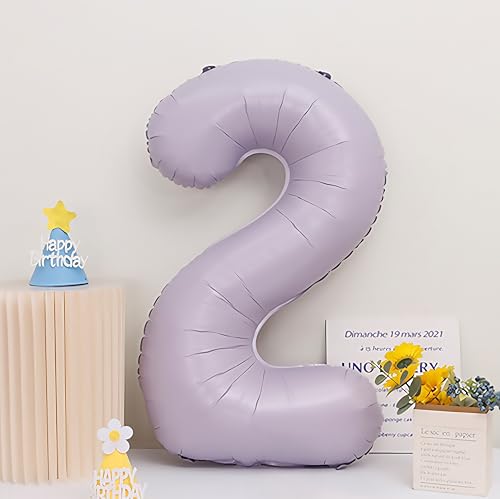 Image of Pastel Purple 2 Number Balloons,40 Inch Light Purple 2 Balloons Large Helium Foil Mylar Purple Number 2 Balloon for Birthday Party Anniversary Decorations