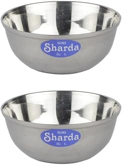 Sharda Metals Curry Serving Bowls Vati Katori for Kitchen & Dining, Stainless Steel (2 Bowls)