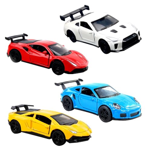 Image of PLUSPOINT Diecast Metal Toy car Set Pack of 4 Pull Back Racers Alloy Die Cast Racing Cars for Kids High Speed Metal Toy Car Play Set for Children Best Gifts Toys for Boys