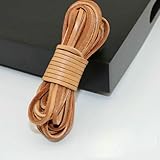 Cordón de Cuero/Plano de 5 Metros, Color Negro, marrón y café, de 3 mm, Ideal para Hacer Joyas, Collares y Pulseras (marrón, 3 x 2 mm)