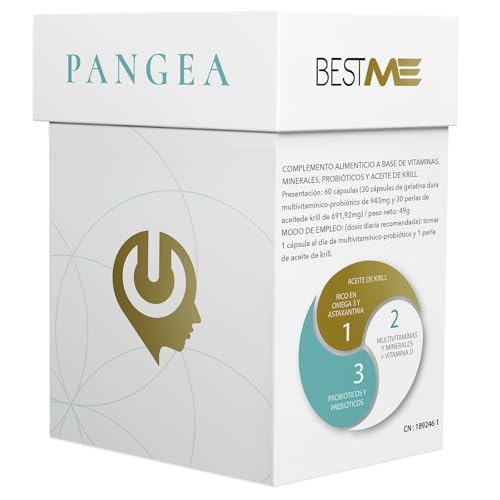 BESTME - Probióticos Intestinales, Aceite de Krill Omega 3, Vitaminas B12, B6 y B2 para el Sistema Inmune, Apoyo al Bienestar Intestinal, Multivitamínico, 60 Cápsulas (Pangea)