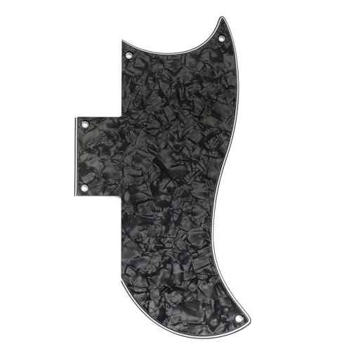 Musiclily Pro 5-Hole Half Face Guitar Pickguard for EPI China Made SG Standard 61 Electric Guitar, 4Ply Black Pearl