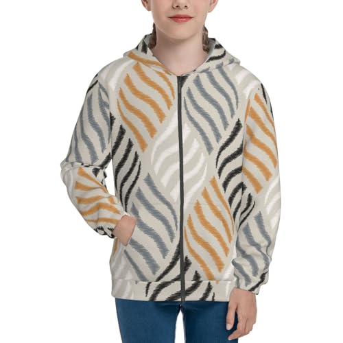 Geometric Kids Pullover Hoodies Boys Zip Up Sweatshirts Girls Athletic Clothes with Pocket3