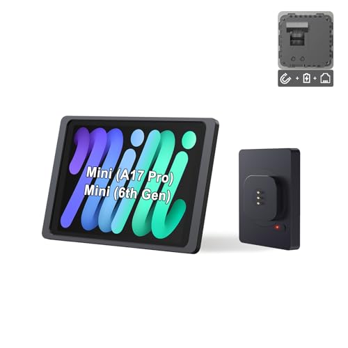 EMONITA Magnetic Wall Mount with Charging Case A6 for iPad Mini (A17 Pro, A15 Bionic) 8.3-Inch. PoE and DC up to 18W Quick Charge, Strong Magnets, 360 Rotation
