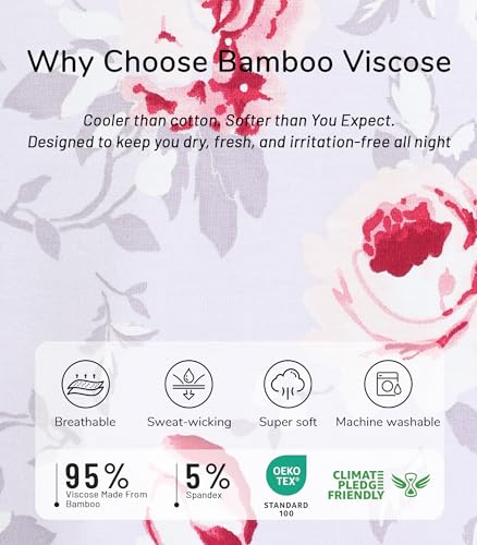 Image of NACHILA Women's Bamboo Viscose Pajama Sets Summer Cooling Short Sleeve Capri Soft Pjs Night Sweats Moisture Wicking Sleepwear