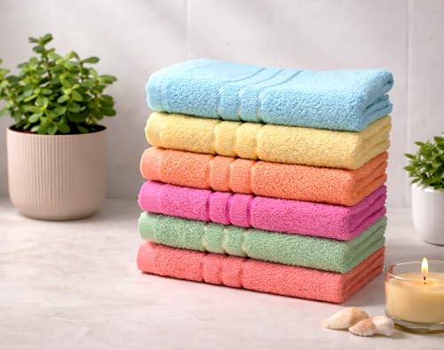 Image of Hand Towel Set of 12 (35x50 cm, 450 GSM) - Soft Cotton, Absorbent, Quick Dry - Bathroom, Wash Basin, Kitchen, Travel & Gym Face & Hand Towel for Men & Women-Multicolor