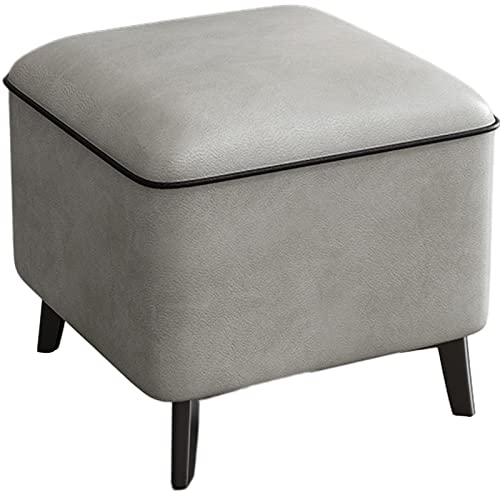 Tabouret ottoman touffeté en cuir jaune, banc repose-pieds carré pour salon et chambre