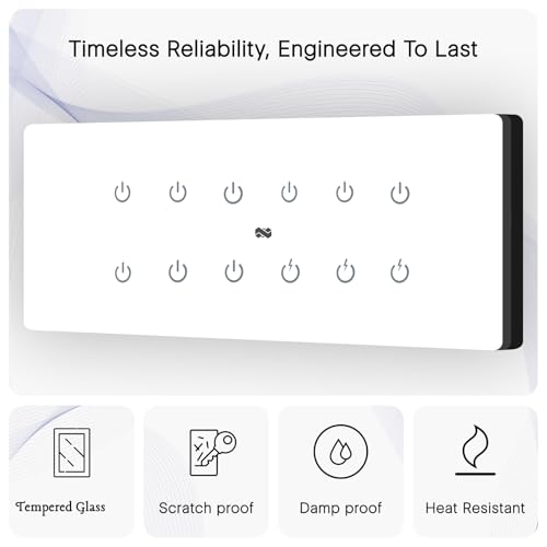 Image of IOTICS Smart Wifi Switch Board: 12 x Switch Module. Touch Control, Remote, App Control. Voice Compatible with Alexa & Assistant. Smart Touch Switch Board For Home Automation (White)