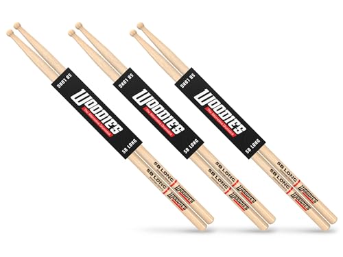 Woodies 5B Long American Hickory Drumsticks (3-Pack)