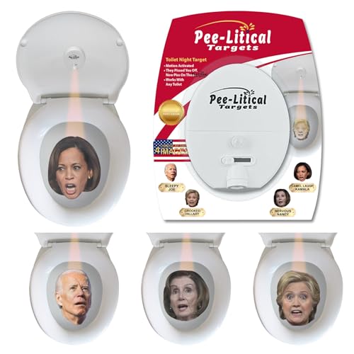 Pee-Litical Targets, Motion Activated Toilet Target Light with Images of Kamala Harris | Joe Biden | Hillary Clinton | Nancy Pelosi