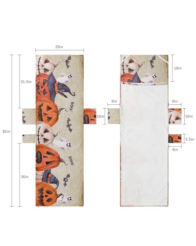 Halloween Beach Lounge Chair Towel Cover, Soft Chaise Lounge Towel with Side Pockets Patio Pool Chairs Cover for Beach/Pool Sunbathing 29x85 Orange Beige Pumpkins Ghost Bat Boo Vintage