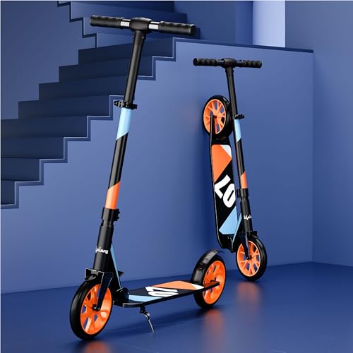 Image of Lifelong Kick Scooter | Scooter for Kids 6-12 Boys & Girls | Foldable Adjustable Height Kick Scooter | 100 Kg Capacity | Big Wheels | Rear Brake | Outdoor Ride Gift for Kids (Green & Orange)