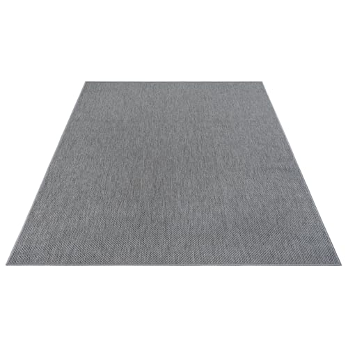 the carpet Mistra - Moderner In- und Outdoor Teppich, perfekt für das Wohnzimmer, Schlafzimmer oder die Terrasse, Wetterfest, langlebig und pflegeleicht, Anthrazit, 120 x 170 cm