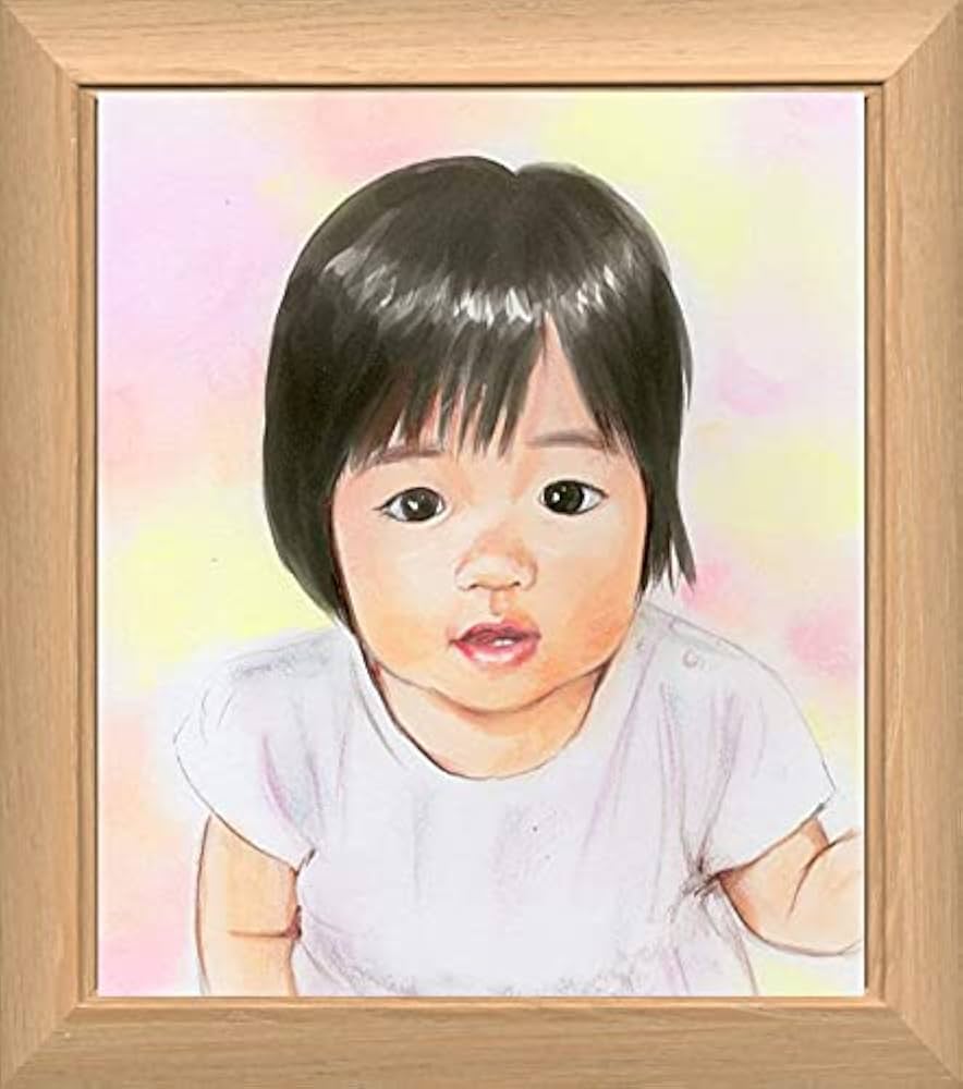 ねこの似顔絵、額入り　リアル　似顔絵、ペット肖像画、似顔絵、お祝い　ギフト Amazon | リアルタッチ 似顔絵 額 入り 色紙 (24x27cm) お祝い