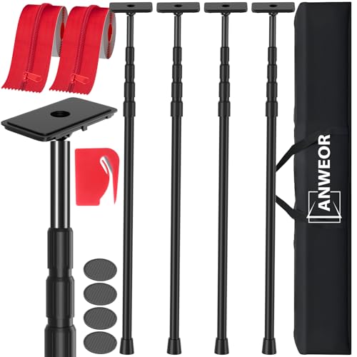 10FT Dust Barrier Poles Kit Spring Retractable Zipper Wall Poles for Dust Barriers System Home & Construction Spring Barrier Loaded Poles for Renovation & Construction Renovation(Exclusive Patent)