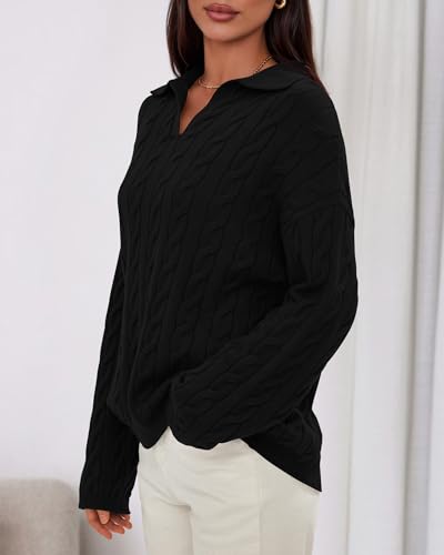 BTFBM Women's Oversized Sweaters Fall Fashion Clothes 2025 Trendy Knit Pullover Casual Long Sleeve V Neck Sweater Jumper Tops4