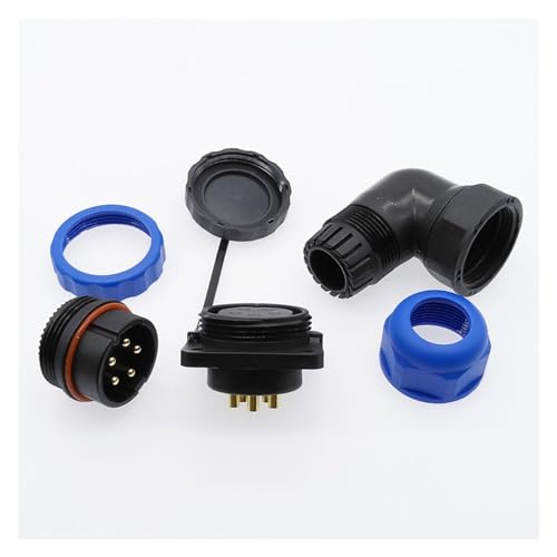 Conector impermeable SP28 codo 90 grados con brida e instalación IP68 de 16 pines 5