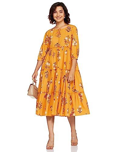 Image of Amazon Brand - Myx Women Cotton Printed Tiered Dress (Available in Plus Sizes)